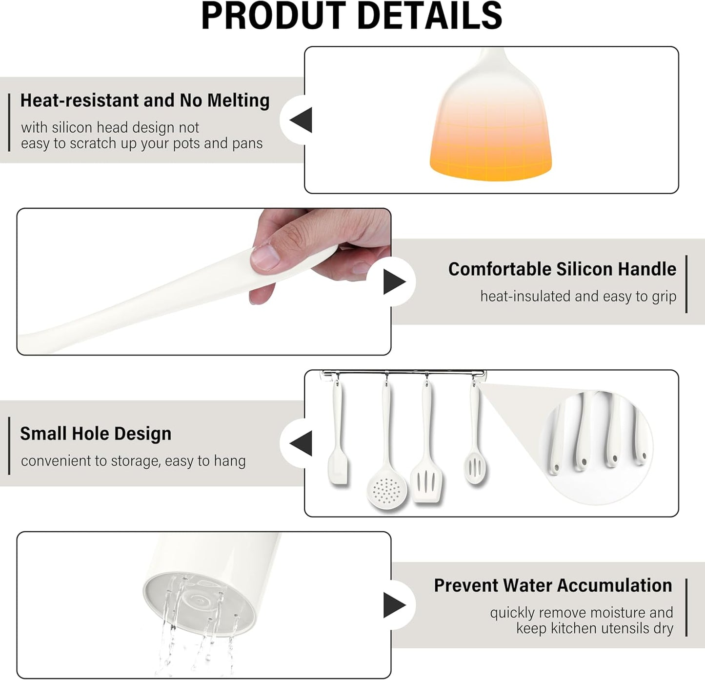 HaWare 11 PCS Silicone Cooking Utensils Set, Heat Resistant Kitchen Utensils with Holder, Food-grade Spatula Sets for Nonstick Cookware, Kitchen Tools Gadgets Include Fish Turner, Spoon (White)