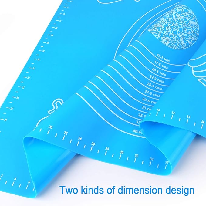 27.6x19.7in Silicone Baking Mat Sheet Pastry Mat with Measurement, Non-Slip Pastry Rolling Mat, Non-Stick Dough Kneading Board Mat, Bread Fondant Mat, Cooking Bakeware Mat Table Placemat(Scraper)