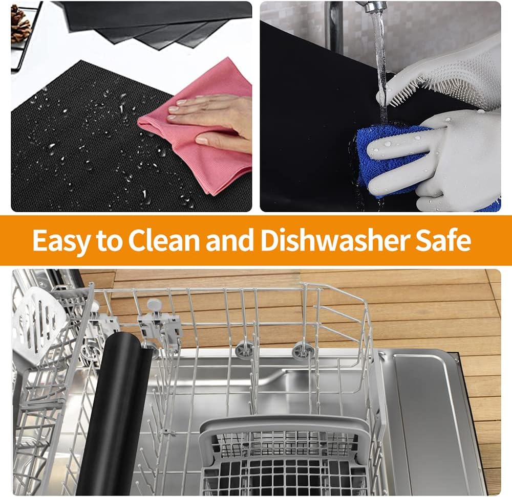 4 Pack Large Oven Liners for Bottom of Electric Gas Oven Reusable,17"x 25" Thick Heavy Duty Nonstick Teflon Oven Mat, Heat Resistant Grill Mats Outdoor, Easy to Clean Gas Stove Liners