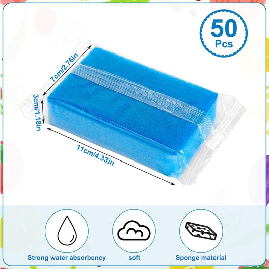 50 Pcs Individually Wrapped Sponges, Uncompressed Non Scratch Scrouing Sponges for Household Cleaning Dishes Kitchen Airbnb Apartment Car Bike Blue