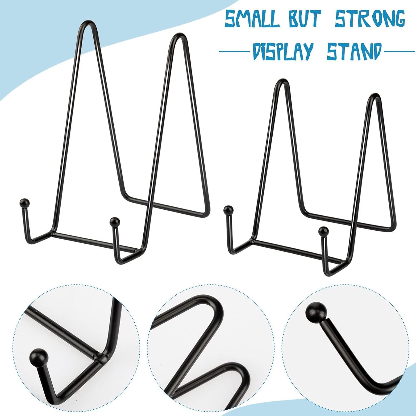 Hoteam 20 Pack Plate Stands for Display, 10 Pcs 4 Inch Metal Frame Plate Holder Display Stand and 10 Pcs 6 Inch Easel Rack for Pictures Photo Decorative Dish Collectibles Tabletop Art(Black)