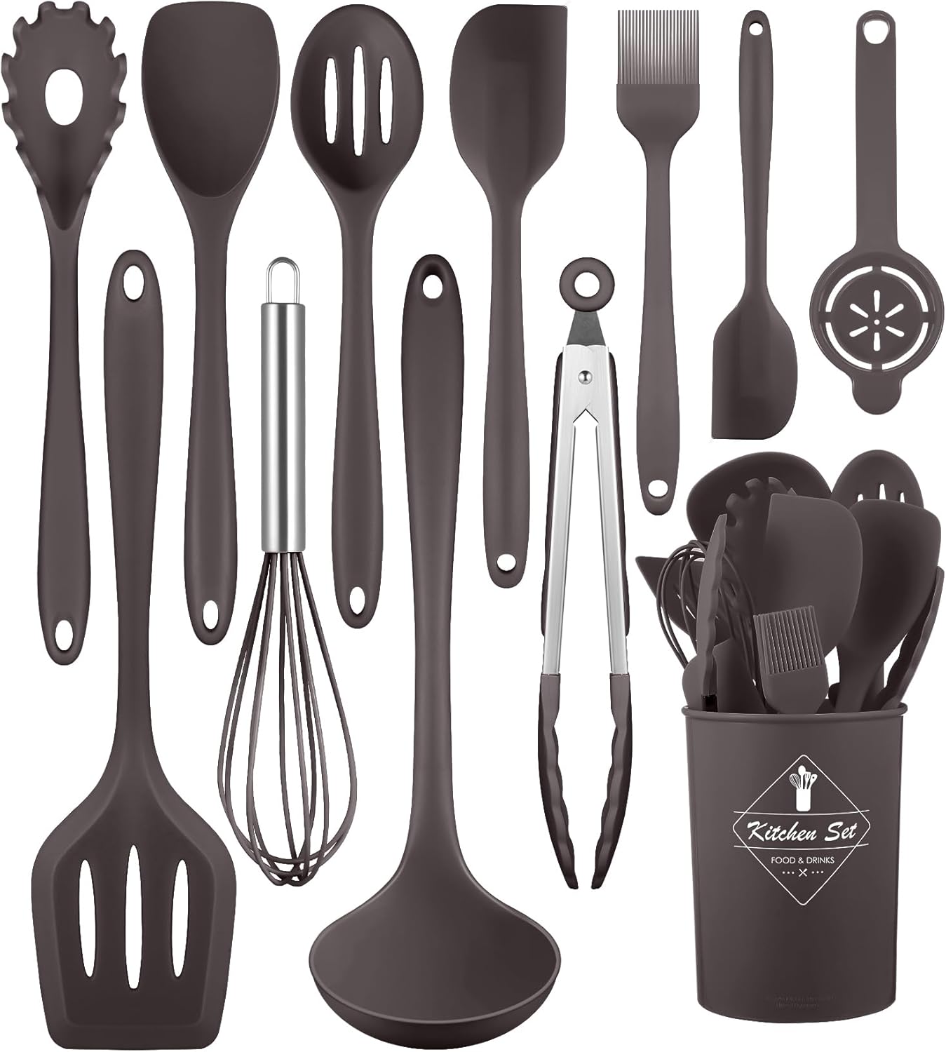 Kitchen Utensils Set-12 Pieces Silicone Cooking Utensils Set (Dishwasher Safe) 392°F Heat Resistant Spatula Set, Nonstick Cookware
