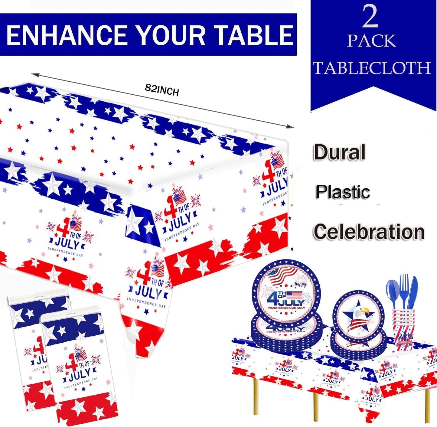 4th of July Party favor Tableware Set, 25 Set American Flag Disposable Dinnerware Set - Patriotic Party Supply - Red Blue White Plates Napkins Cups, Forks Spoons for Independence Memorial Day