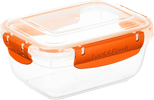 Superio Plastic Food Storage Container with Airtight Lid- 27 Oz, BPA Free, Leakproof, Stackable, Microwave, Dishwasher and Freezer Safe, Orange