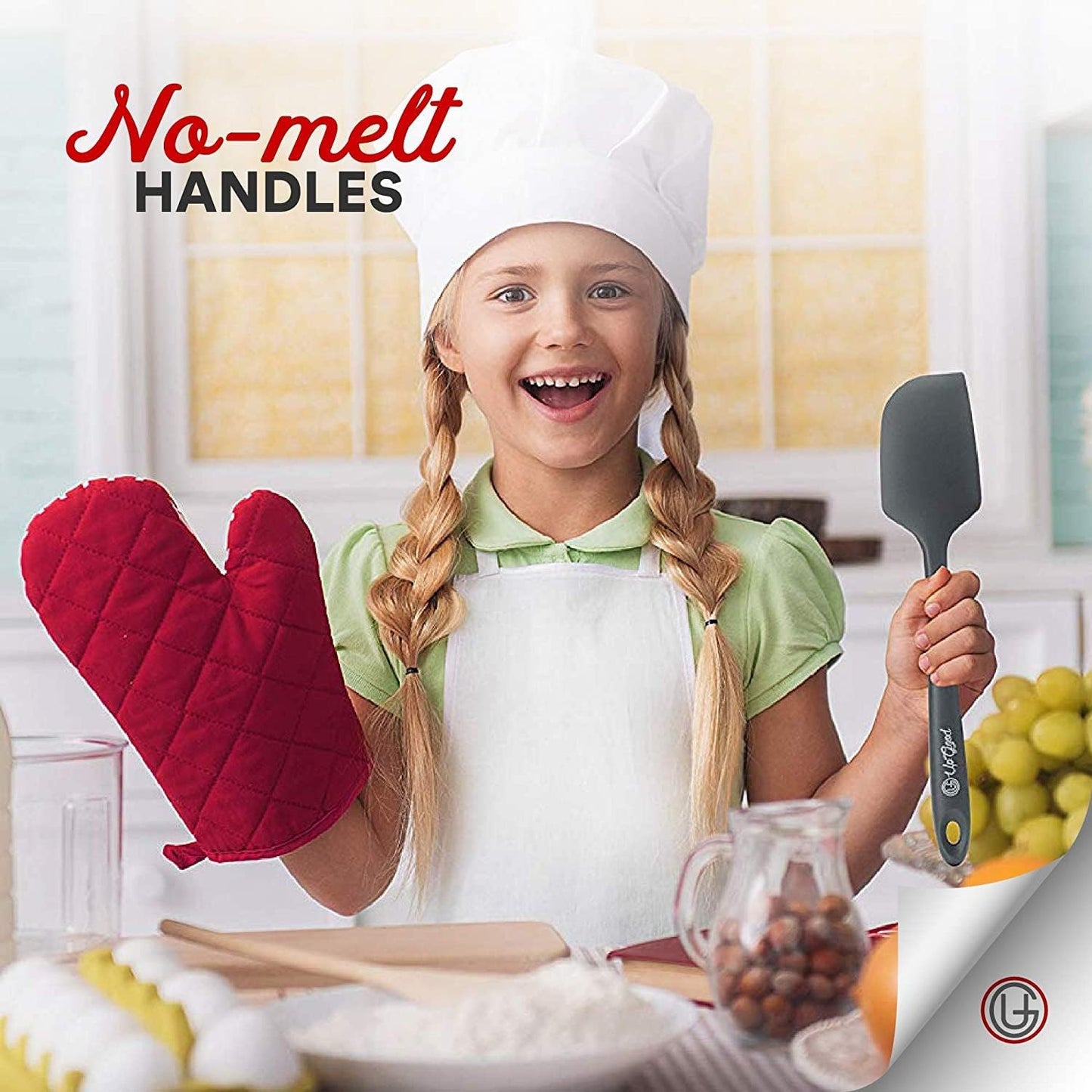 UpGood Silicone Spatula Set 600°F - High Heat Resistant Nonstick, Small and Large Kitchen Spatulas - Flexible BPA Free Professional Grade Cookware - Utensils for Cooking, Baking, Mixing(3 Pcs, Grey)