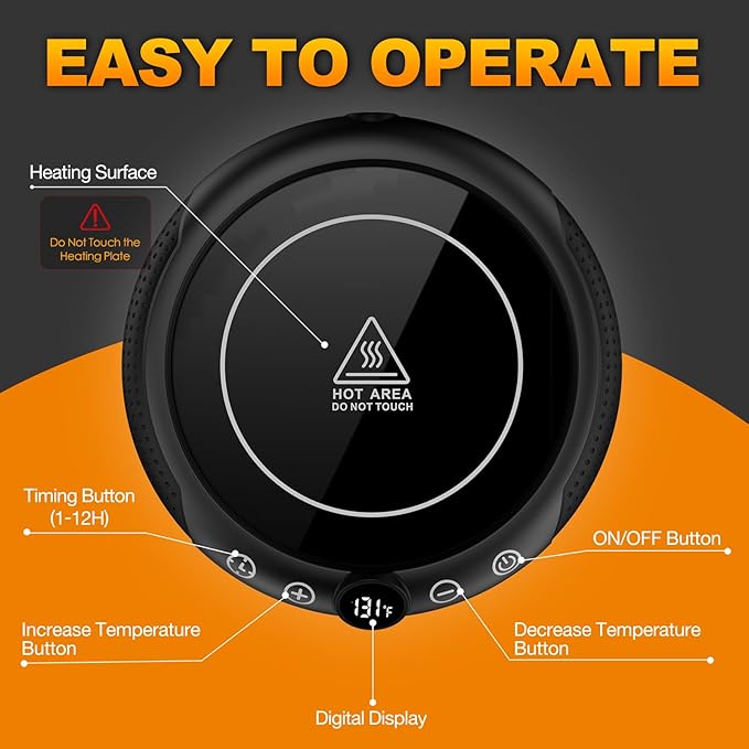 Mug Warmer, 36W Coffee Cup Warmer for Desk with Temperature Display 8-Temp Settings Controlled Heating Coffee Candle Warmer Plate for Beverage Gifts Accessories for Women Men (No Mug)