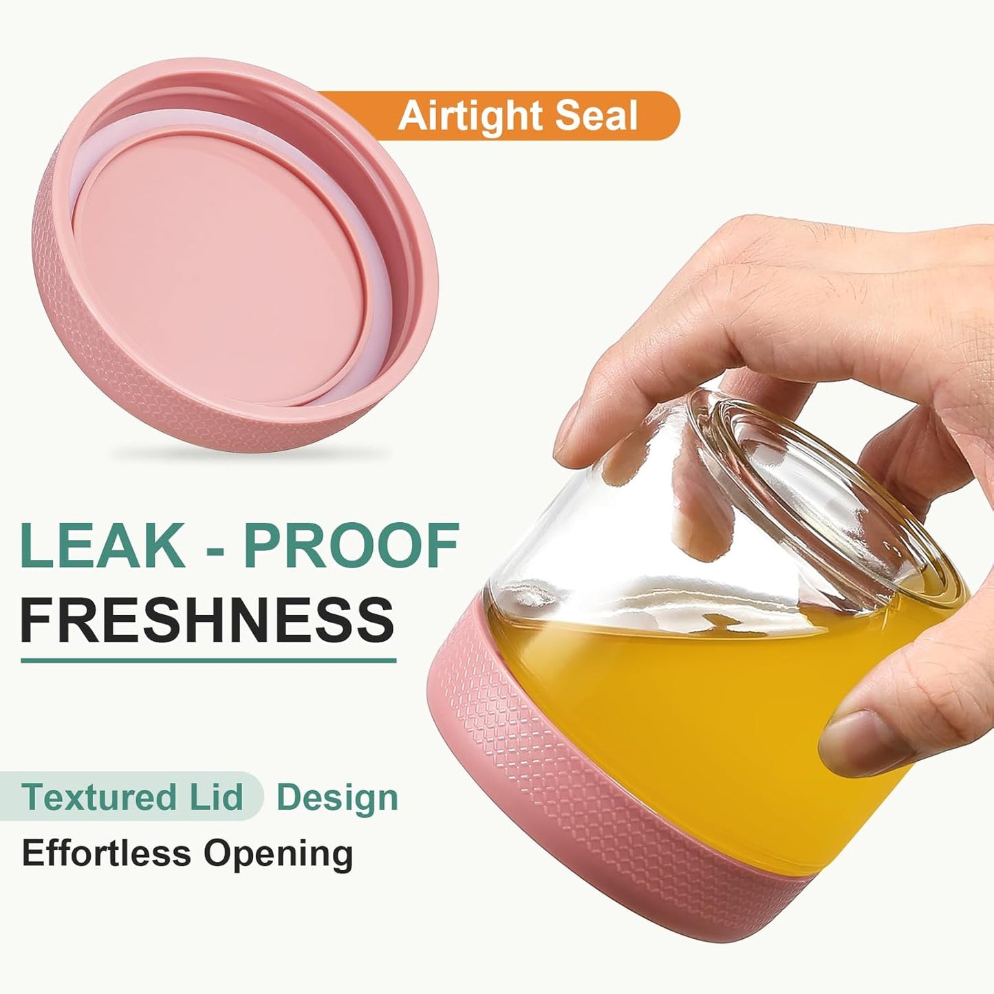 NETANY 6-pack 8oz Glass jars with Airtight Lids, Overnight Oats Containers with Lids, Wide mouth Mason Salad jars, Glass Food Storage Containers for Snacks Yogurt Spice Sugar