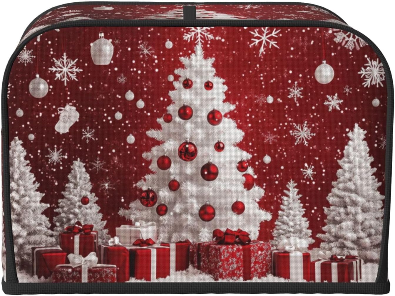 Toaster Cover 4 Slice Red Christmas Tree Ball Xmas Kitchen Small Appliance Covers with Pockets Dust and Fingerprint Protection