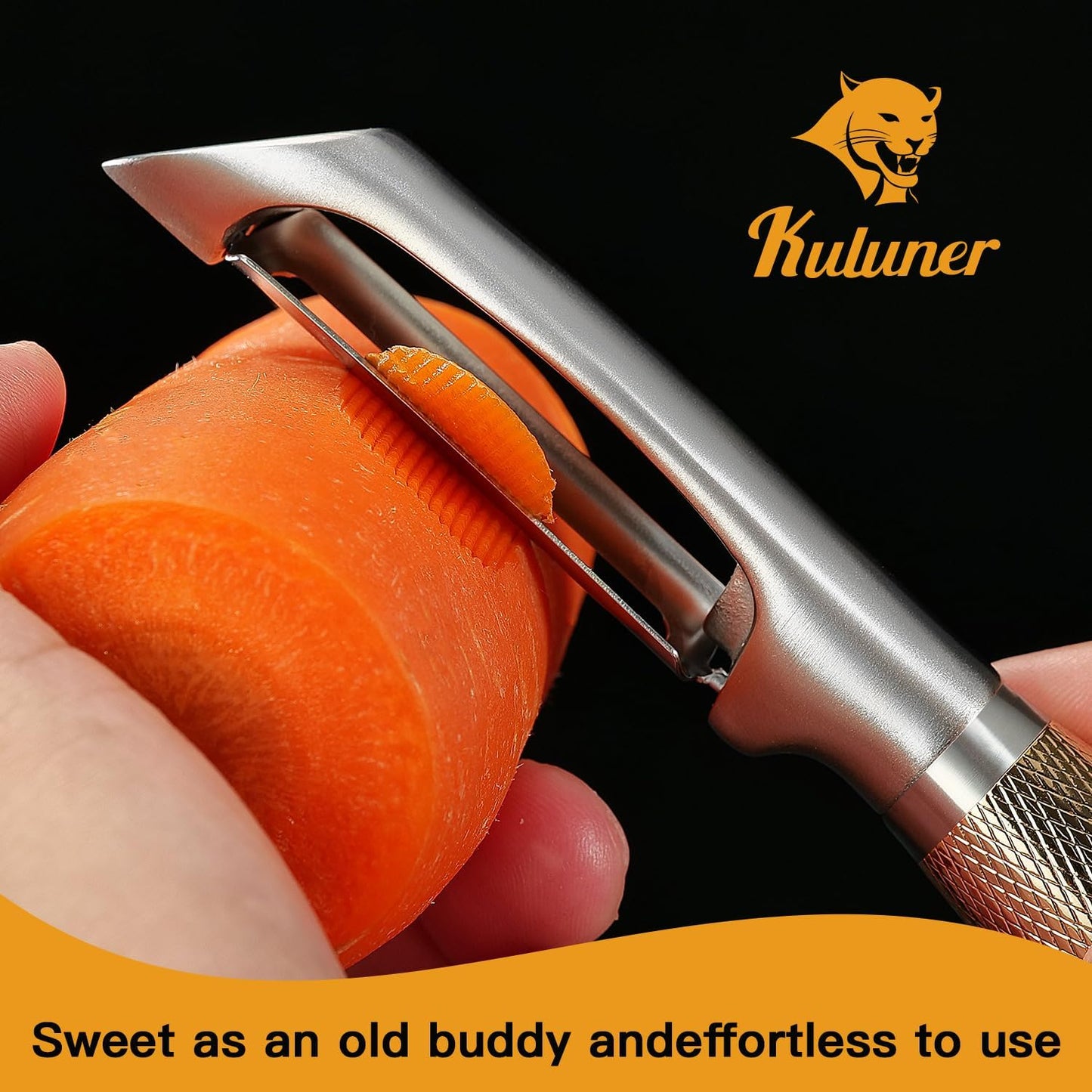 KULUNER Luxury I-Type Vegetable Peeler – 24K Gold Plated Handle, 304 Stainless Steel Ultra Sharp Blade, Ideal for Potatoes, Apples, and Other Fruits & Vegetables