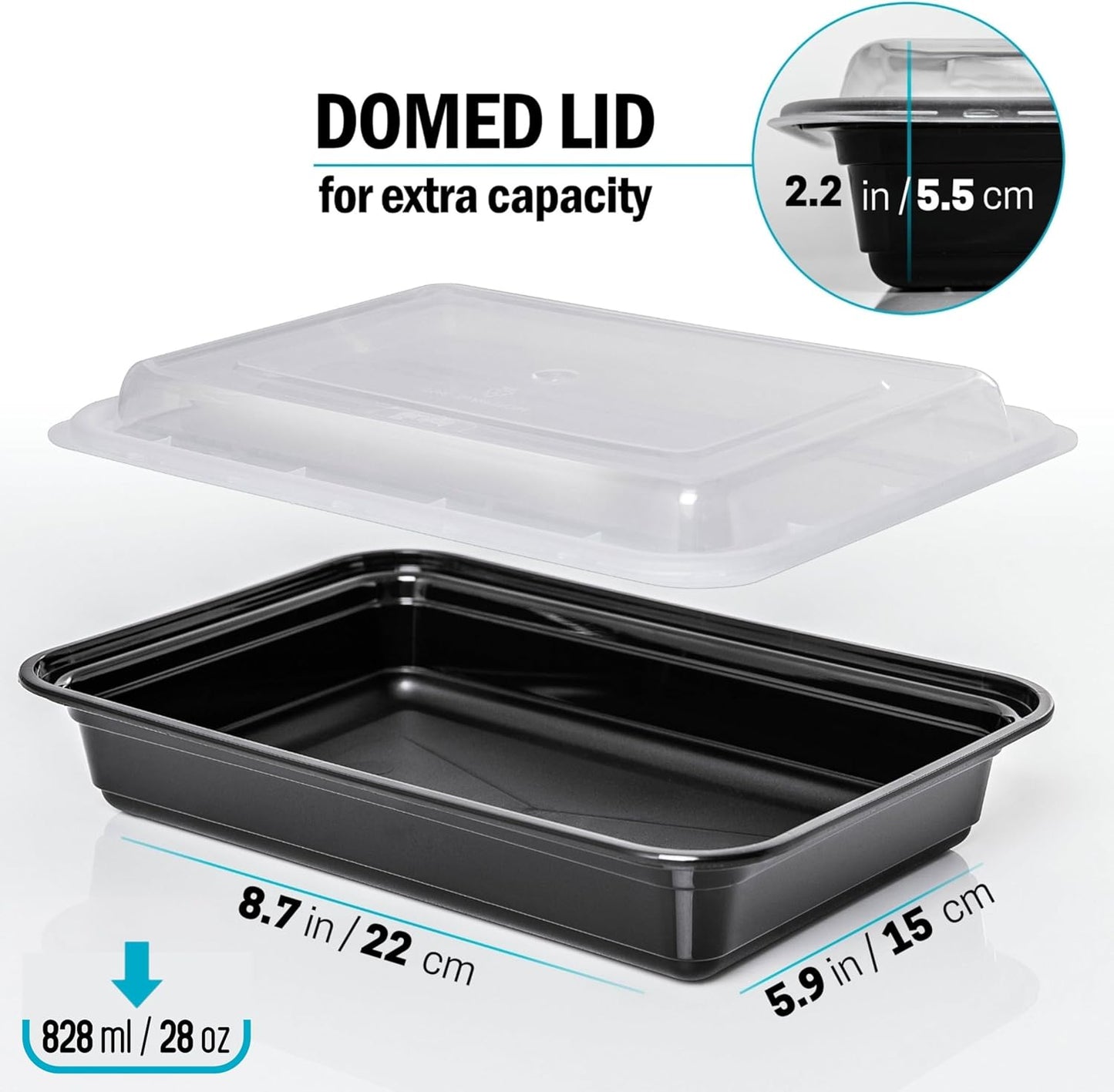 Igluu Meal Prep Containers [20 pack] - 1 Compartment with Airtight Lids - Plastic Food Storage Bento Box - BPA Free - Reusable Lunch Boxes - Microwavable, Freezer and Dishwasher Safe (28 oz)