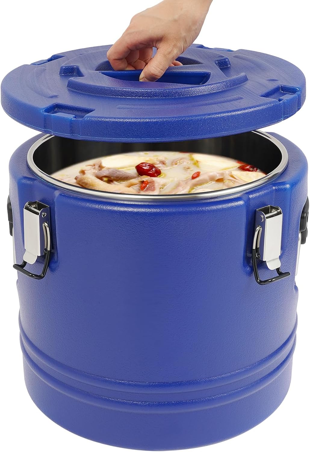 DYNAMI Large Insulated Food Container, 5.3 Gallon Portable Commercial Food Warmer Insulated Soup Container Cold Hot Box for Catering,Stainless Steel Inner Liner, Sealed and Leak-proof (Blue, 5.3 Gal)