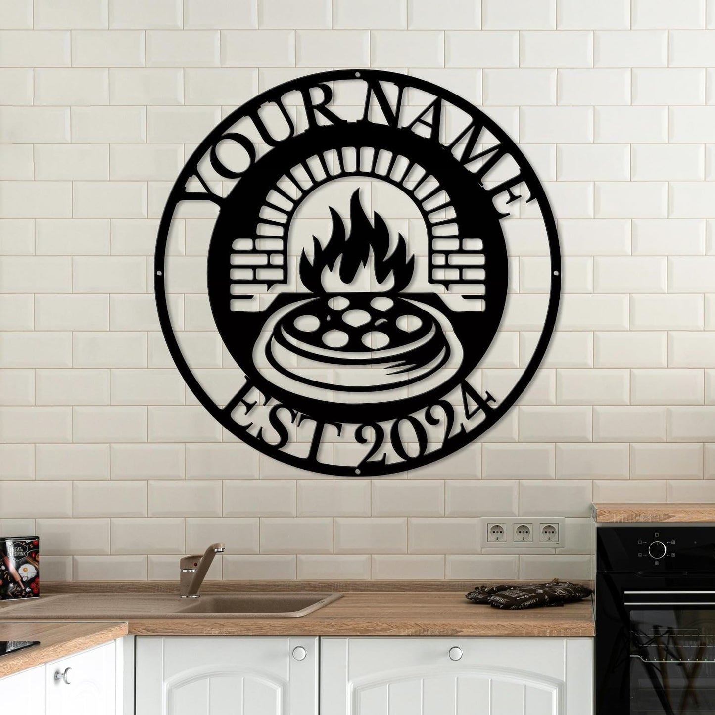 magilab Personalized Pizza Metal Sign, Custom Kitchen Wall Decor for Home & Outdoor, Food Lover Gift(Style E)