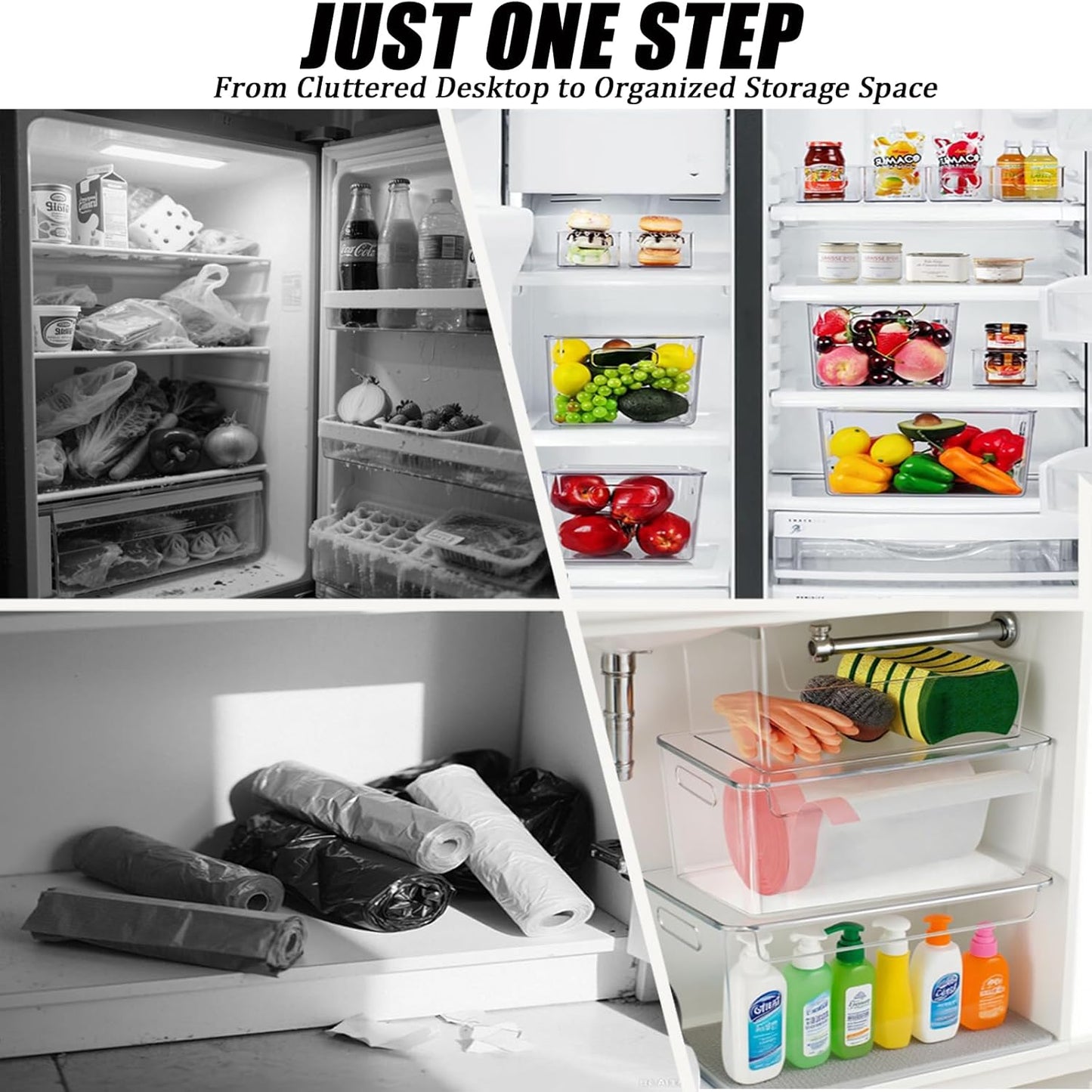 3 Pack Trash Bag Organizer Under Sink, Stackable Plastic Garbage Bags Holder with Lid, Trash Bag Dispenser Roll Storage for Kitchen, Pantry & Laundry Room Organization