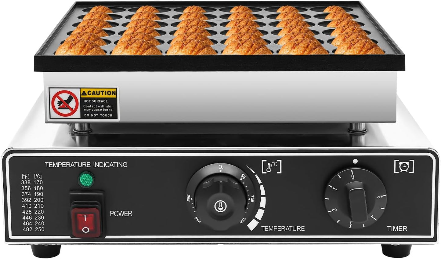 1000W Commercial Muffin Machine, 110V Electric Waffle Furnace Hotcakes Maker Stainless Steel, 36 Holes Mini Pancakes Maker Machine for Home and Restaurants