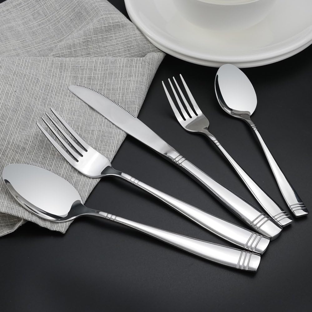 Obstnny 30 Pieces Stainless Steel Silverware Service for 6, Dinner Table Flatware Cutlery Set