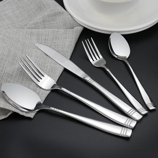 Obstnny 60-Piece Stainless Steel Flatware Sets, Table Dinner Silverware Set Service for 12