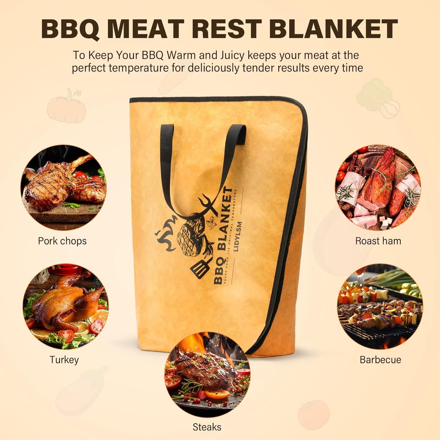 BBQ Blanket for Resting Meat- 2-pack21inch, Reusable Insulated Meat Resting Bag for Tender Barbecue and Moisture Retention,Wide Mouth Design for Large Brisket,Turkeys,Steak,Pork Shoulders