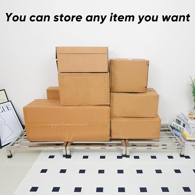 3 Packs Dunnage Rack 19.7x19.7x4 inch Stainless Steel Dunnage Racks Commercial Food Service Storage Rack for Restaurants Kitchen Warehouse Supermarket