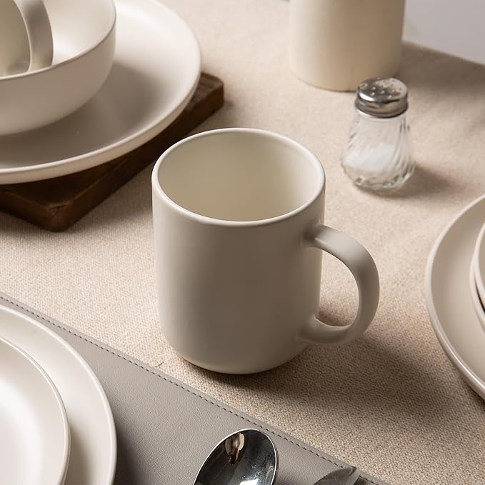 12-Piece Matte White Dinnerware Set,Stoneware Dinnerware for 3, Microwave & Dishwasher Safe, Stackable Design for Kitchen and Dining - Plates,Bowls and Mugs