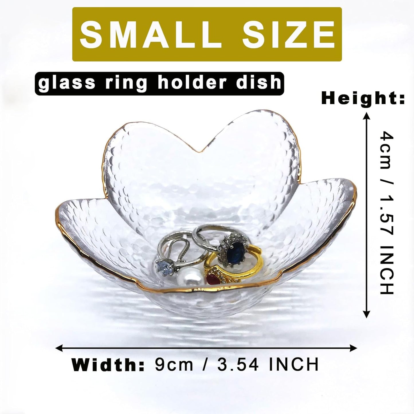 Small Ring Dish Jewelry Bowl, Glass Jewelry Dish Trinket Bowl, Crystal Ring Holder Dish Jewelry Plate, Nightstand Decor Jewelry Holder Dish, Engagement Gift Jewelry Tray Dish for Rings, Keys