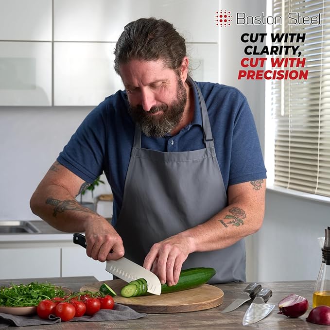 Santoku Knife 7 Inch – Ultra Sharp High Carbon Stainless Steel Kitchen Knife, Professional 7” Santoku Knife with Ergonomic Handle for Home & Restaurant, Culinary Cooking Knife