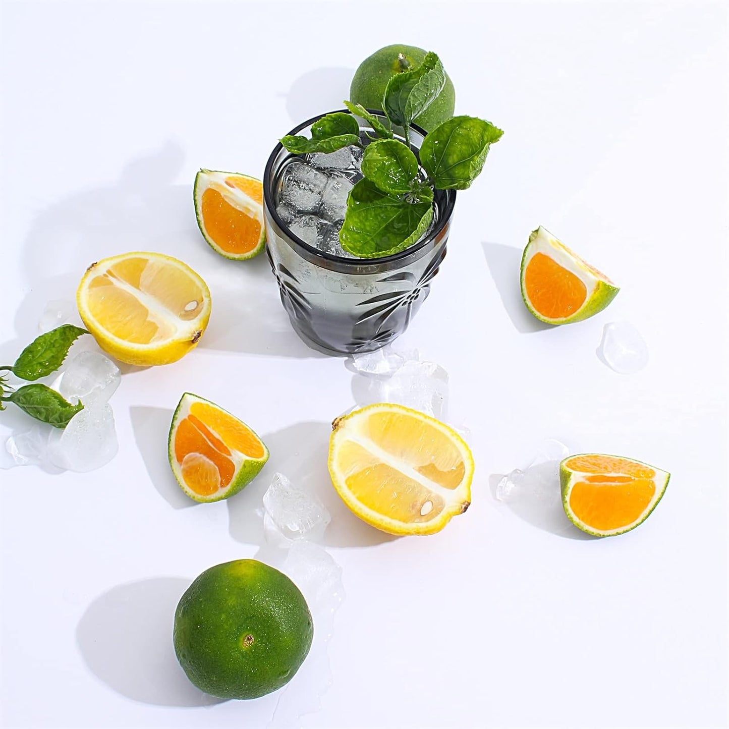 M&N HOME Set of 4 Old Fashioned Drinking Glasses, 9 Oz Cups, Glass Tumblers, Glass Cups, Water Glasses, Juice Glasses, Highball Glasses, Glassware Set - GREY SET