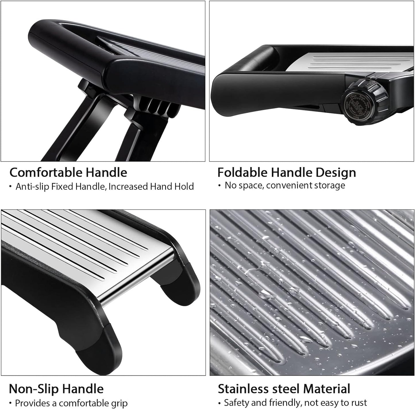 MASTERTOP Mandoline Slicer for Kitchen Adjustable Stainless Steel Food Slicer Vegetable Chopper Onion Waffle French Fry Cutter Potato Chip Julienne Slicer with Safety Gloves