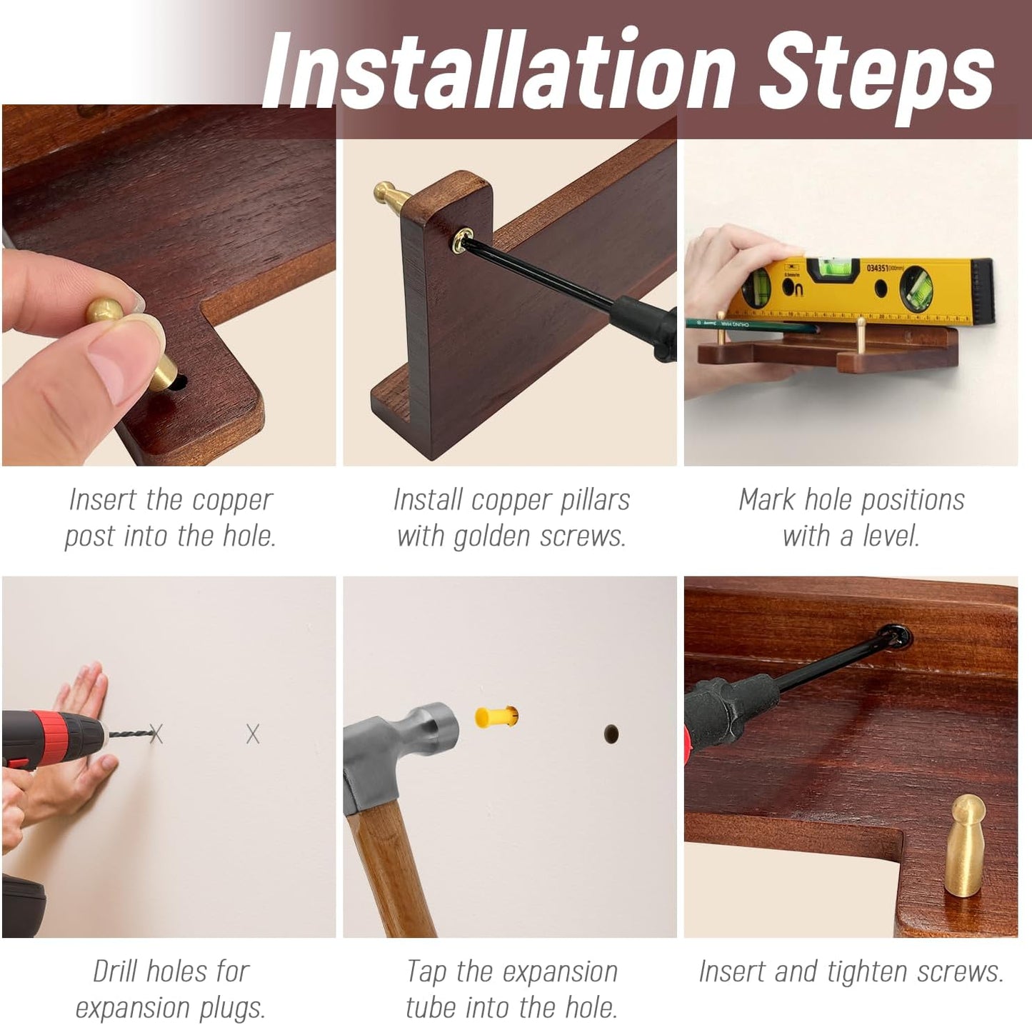 Acacia Wood Plate Hangers for The Wall - Suitable for 6-16 Inch Plates - Decorative Wall Plate Rack for Displaying Photo Frames, Bowls, Certificates & Artwork