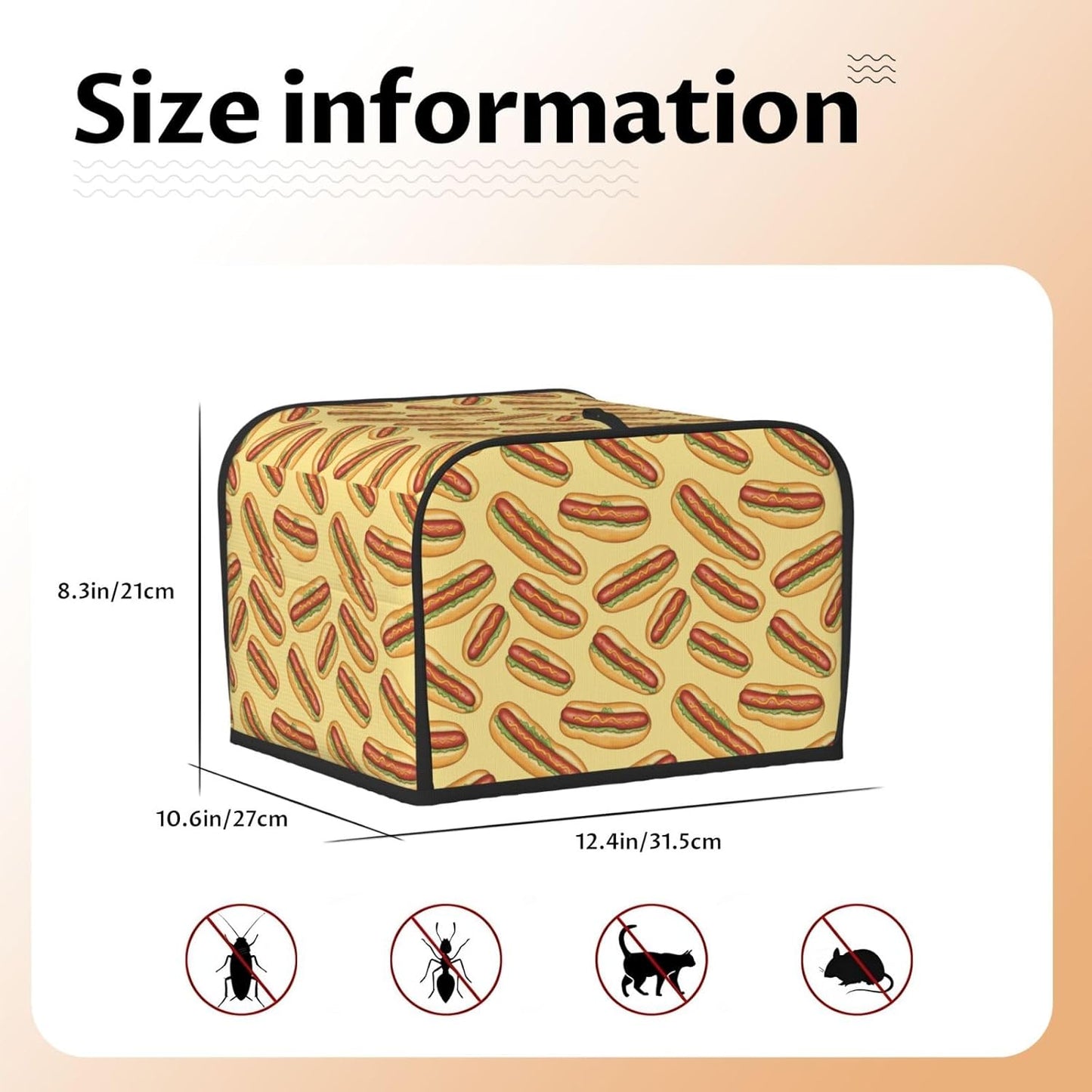 Toaster Cover 4 Slice Hotdogs Kitchen Small Appliance Covers with Pockets Dust and Fingerprint Protection