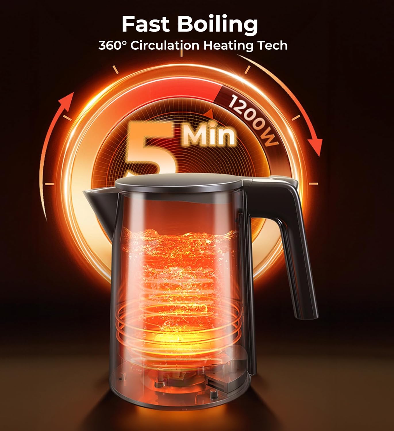 Electric Kettle, 1.0L 1200W Fast Heat with Auto Shut-Off, Boil-Dry Proof, 7 Temperature Control Teapot, Double Wall Stainless Steel Water Boiler Heater, 4H Keep Warm, Cool Touch Coffee Tea Pot, Black