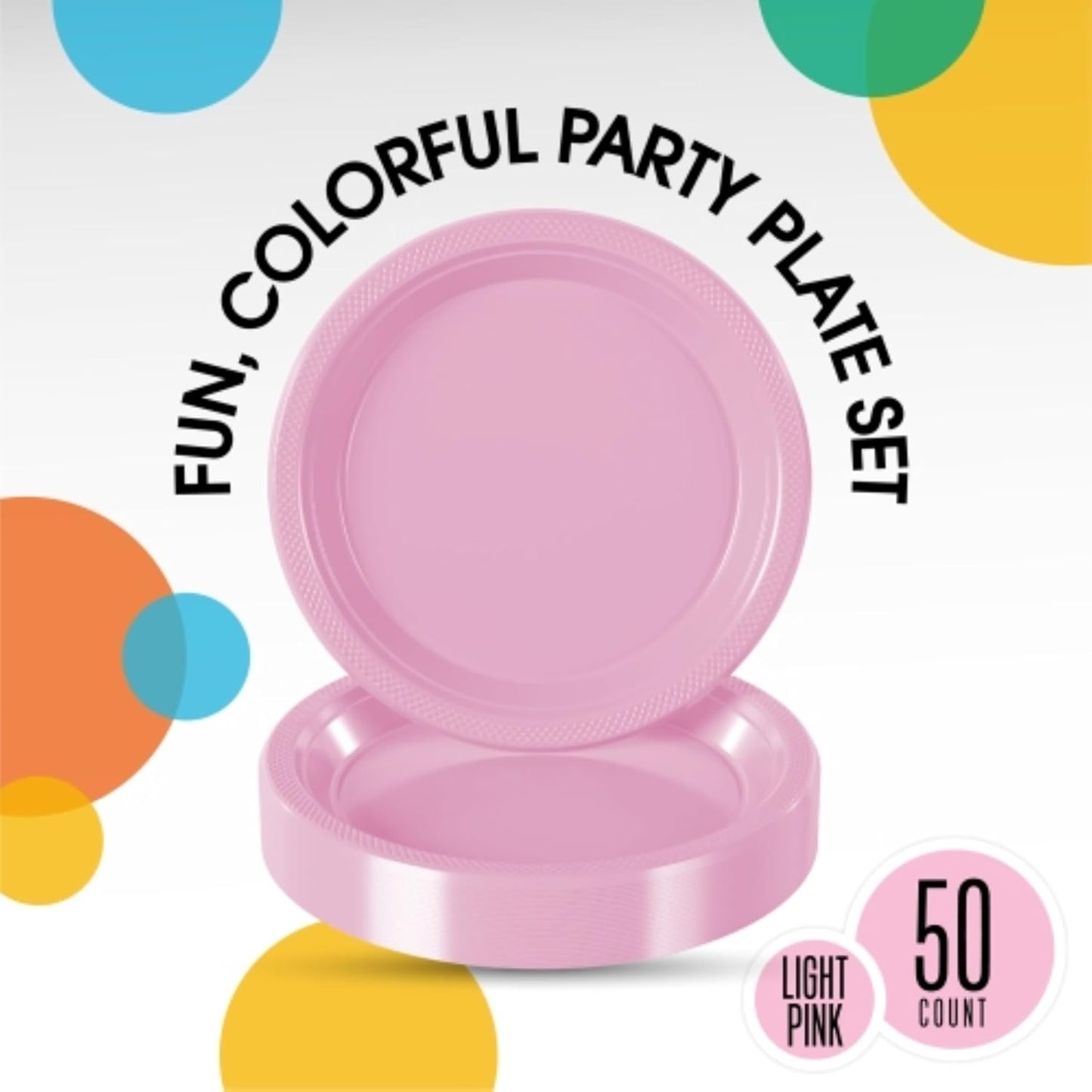 Exquisite Party Solids Pink Plastic Plates For Party Supplies 9" Pink Disposable Plates Heavy Duty 50 Pcs Plastic Dinnerware Sets Heavy Duty 350 GSM Disposable Dinnerware Set