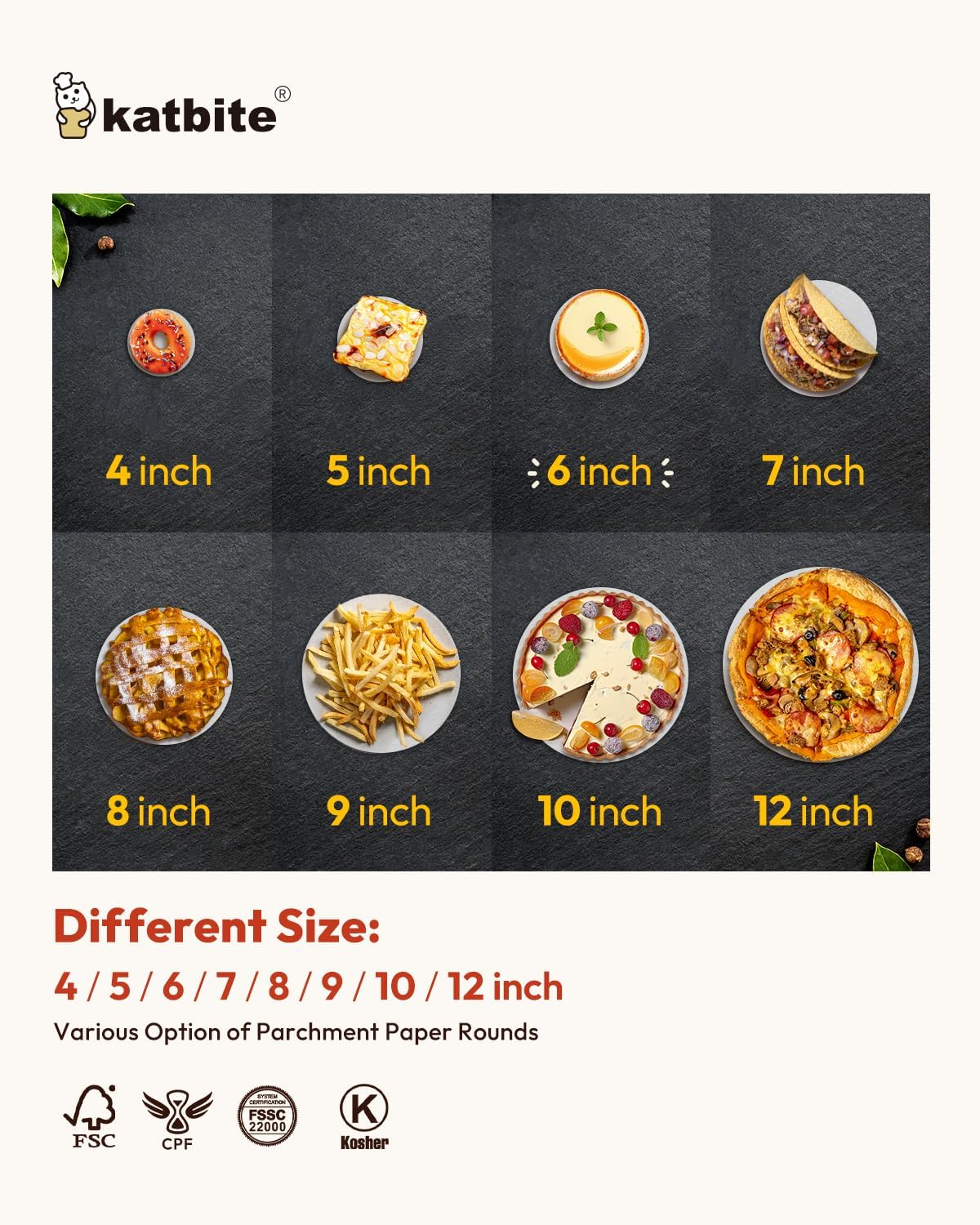 Katbite 6 Inch 200Pcs Parchment Paper Rounds, Round Baking Sheets Paper, Uses for Cake Baking, Patty Separating, Tortilla Wrapping