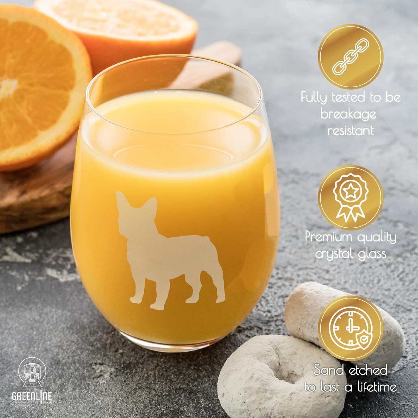 Boston Terrier Stemless Wine Glasses (Set of 2) | Unique Gift for Dog Lovers | Hand Etched with Breed Name on Bottom