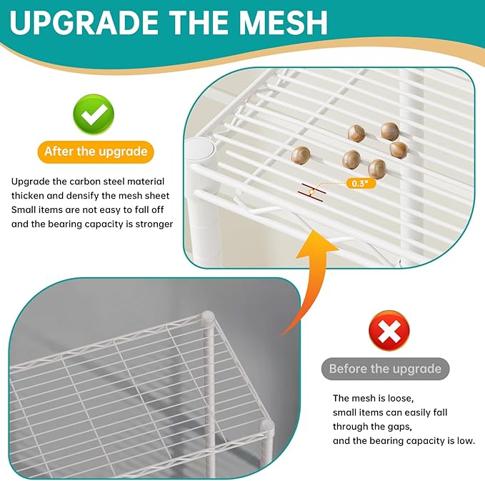 SINGAYE 5 Shelves Storage Shelf Wire Closet Bathroom Organizers Metal Pantry Kitchen Small Garage Shelving Unit Laundry Room Organization Home Corner Rack Estantes para Cocina White 10" Dx16 Wx55”H