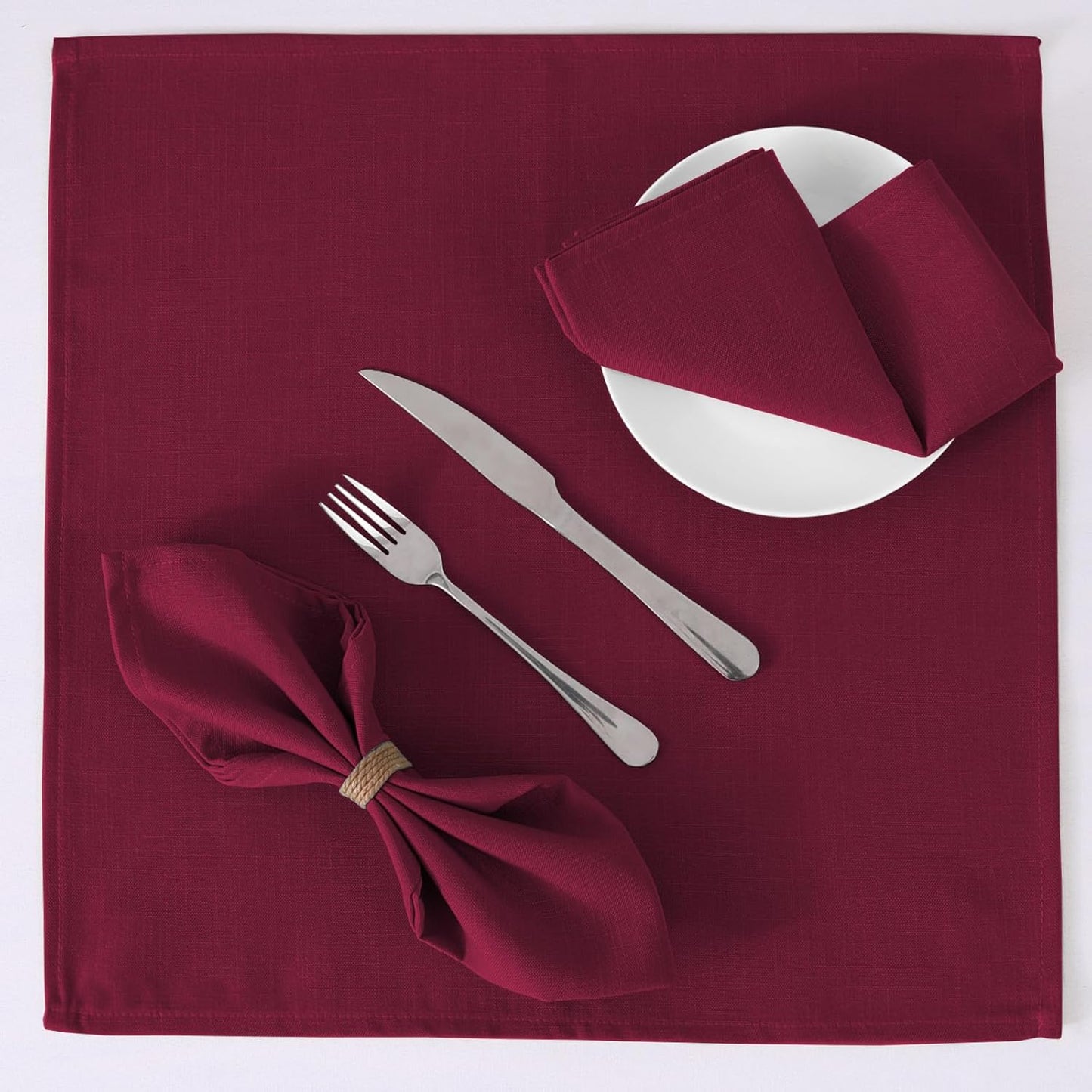 H.VERSAILTEX Cloth Napkins Set of 12 (18" X 18") Linen Textured Dinner Napkins Waterproof Soft Thick Durable Reusable Napkins with Hemmed Edges for Dinners, Weddings and Everyday Use, Christmas Red