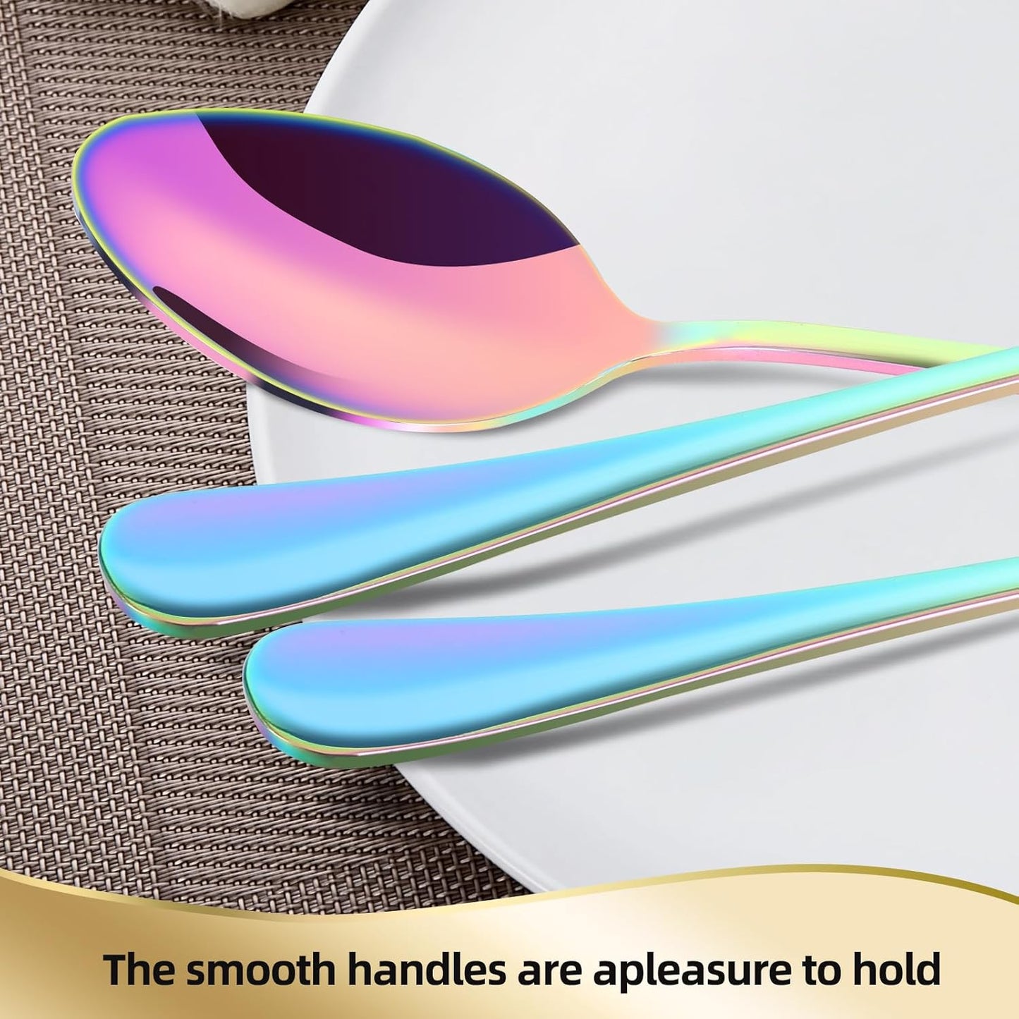 12 Pieces Spoons and Forks Set,Food Grade Stainless Steel Flatware Cutlery Set,6 Forks and 6 Spoons Silverware Set for Home,Kitchen,Restaurant-Mirror Polished & Dishwasher Safe(Rainbow)