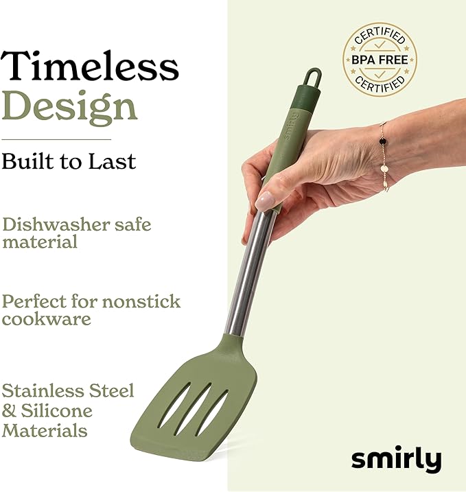 SMIRLY Kitchen Utensils Set, 26PCS Silicone Cooking Utensils Set, Spatula Set with Holder, Stainless Steel Kitchen Gadgets for Home and Kitchen