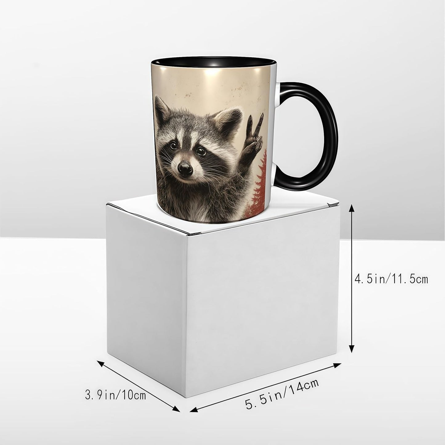 FyLybois Raccoon Coffee Mug Ceramic Coffee Cup with Handle Microwave Safe for Home or Office Gifts for Women and Men