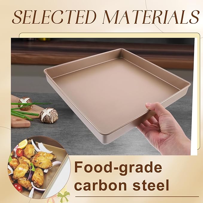 Nonstick Square Baking Pan, 11x11 Baking Pan, Cookies Bakeware For Oven Baking Gold - Send Goods From Local Warehouse