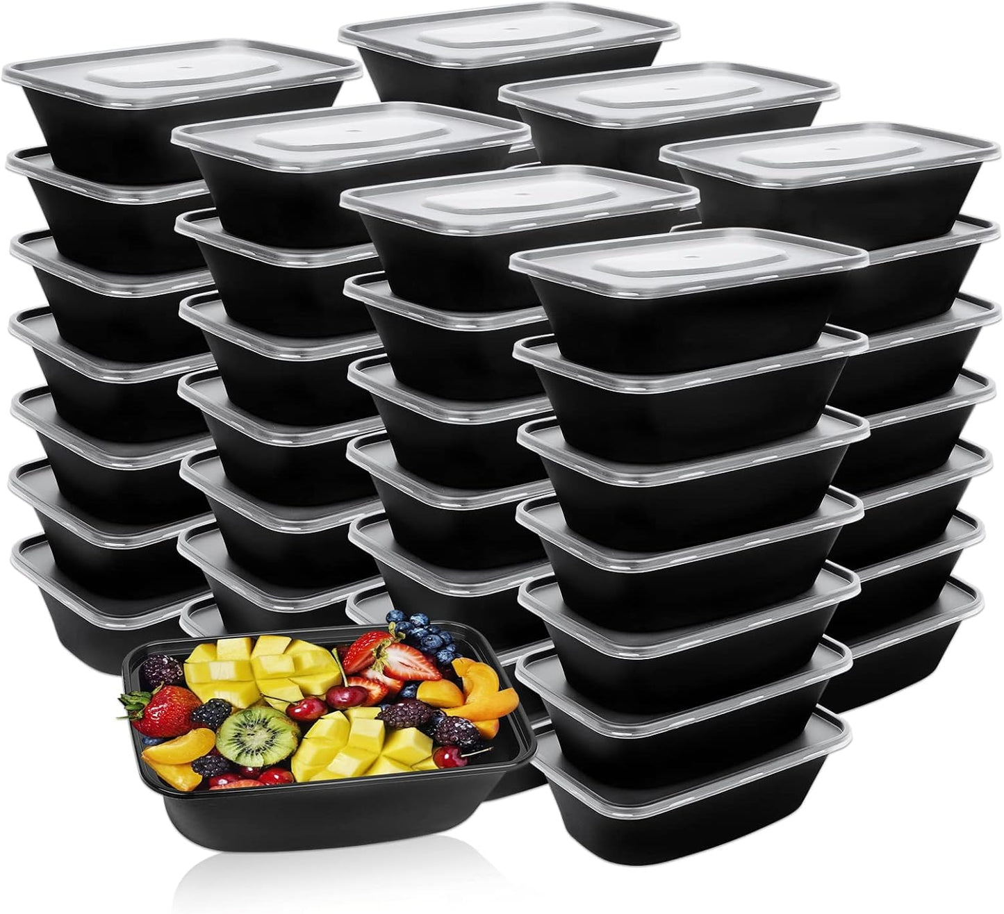 Tiny Meal Prep Containers, 12 oz [50 Pack] - mini Single 1 Compartment Food Meal Prep Containers Reusable, BPA Free Small disposable Food Storage Containers with Lids Microwave Dishwasher Freezer Safe