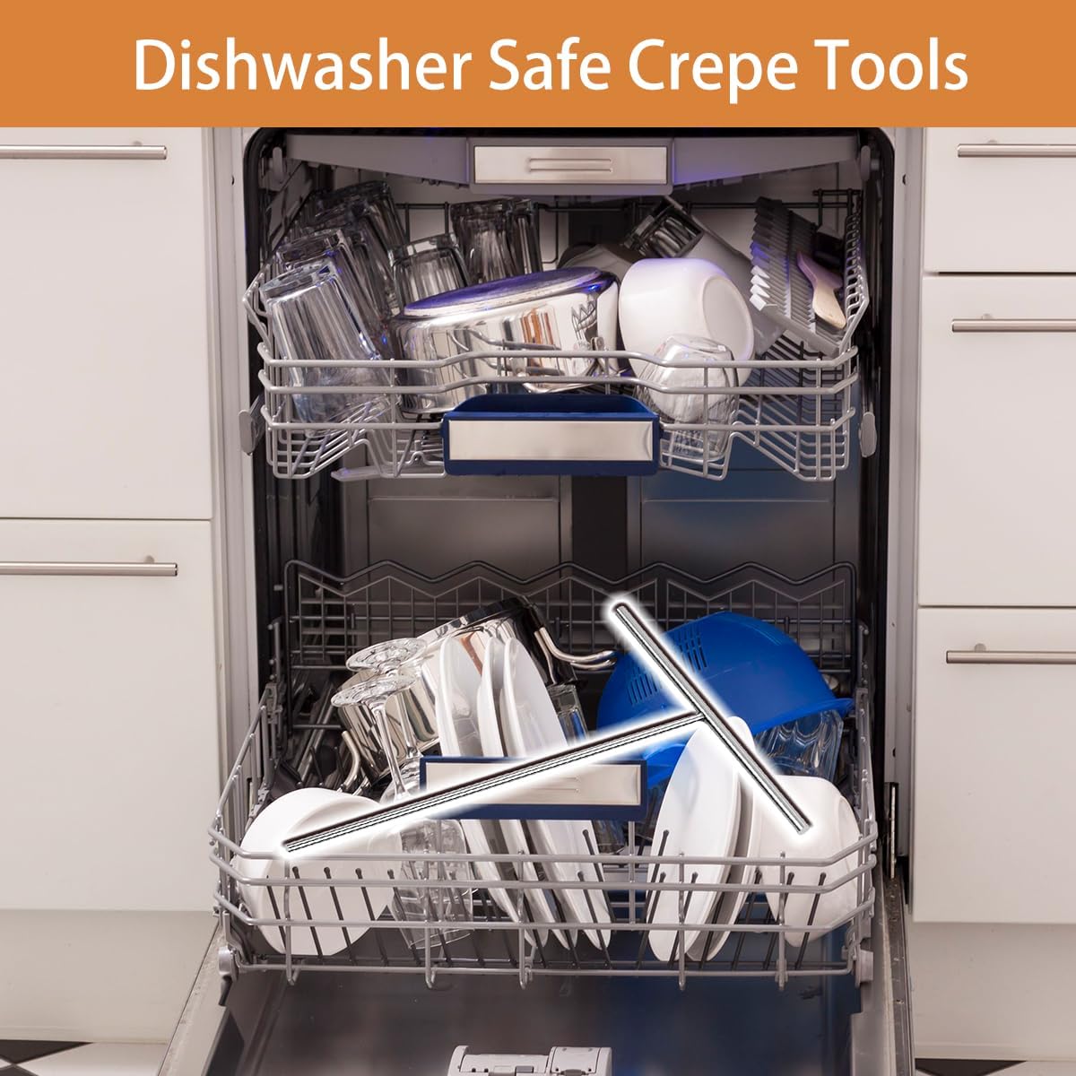 2 Pack Crepe Spreader Kit, Stainless Steel T-Shaped Batter Spreaders, Pancake Tool, Crepes Sticks Fit Any Crepe Pan Maker, 1 Large 7" + 1 Small 5"