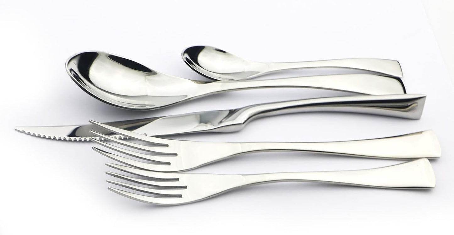 20-Piece 18/10 Stainless Steel Serrated Steak Knife Flatware Set, Service for 4