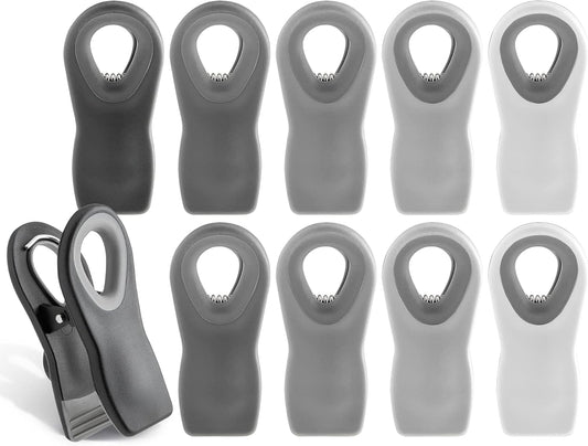 COOK WITH COLOR Bag Clips with Magnet - Chip Clips, Food Storage with Airtight Seal Grip for Bread, Snack and Food Bags (Grey Ombre, Pack of 10)
