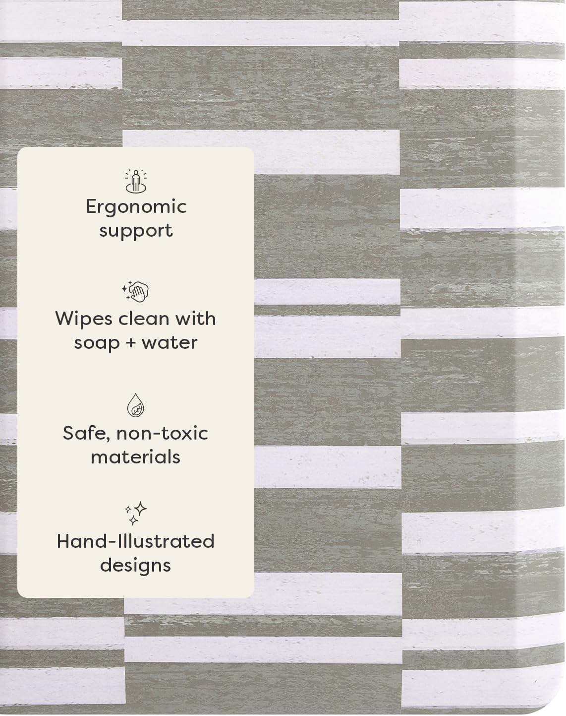 House of Noa Nama Standing Mat – Anti-Fatigue Cushioned Kitchen Mats for Floor | Ergonomic Bounce-Back Foam Kitchen Mats | Anti-Fatigue Mats for Kitchen & Standing | Sutton Stripe Basil | 30" x 108"