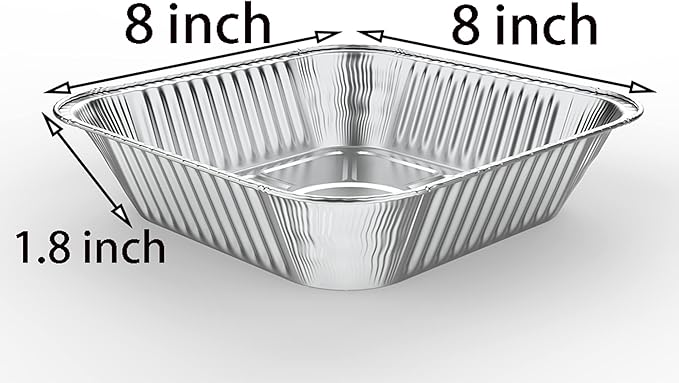 WANBAO 50 Pcs Disposable Aluminum Tin Foil Baking Pans Bakeware Square 8'' X 8'' X 2'' Inch Meal Prep for Catering, Baking Cakes, Breads, Brownies, Bread, Meatloaf, Lasagna