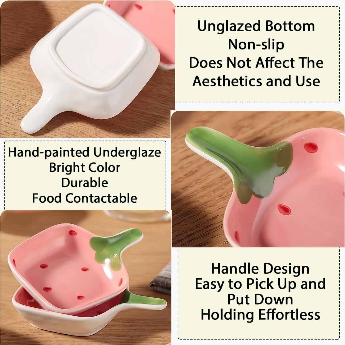 8 Pcs Ceramic Soy Sauce Dishes, Pink Small Dip Bowls Set with handle, Mini Multipurpose Porcelain Side Dish Bowl for Ketchup, Soy, BBQ, Sushi, Party, Condiments Serving Bowl Set