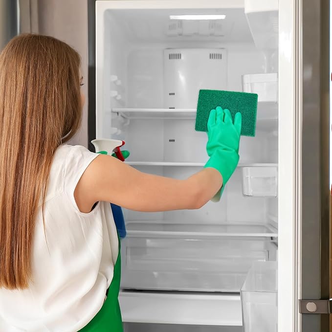 50pcs Heavy Duty Scouring Pads,4 x 6 x 0.35 Inches Green Reusable Household Scrubing Pad,Non-Scratch Thickening Cleaning Dishware Scrub Pads for Home Kitchen Utensils,Pots and Pans and Metal Grills