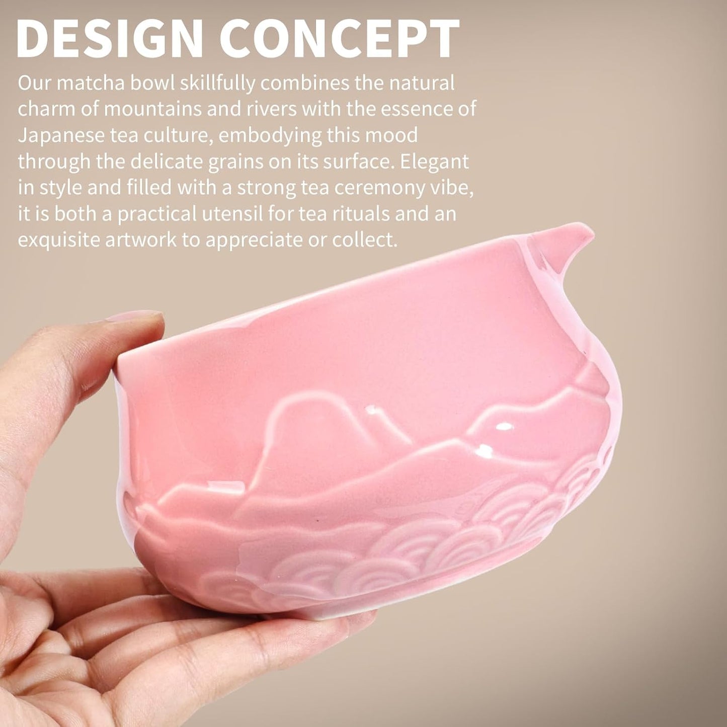 Evoio Matcha Whisk Set with Bowl, 8 Pcs Matcha Kit with Ceramic Matcha Whisk Holder, Scoop Holder, Sifter, Tea Towel, Greeting Card, Bamboo Whisk and Scoop, Pink Matcha Gift for Matcha Tea Lovers