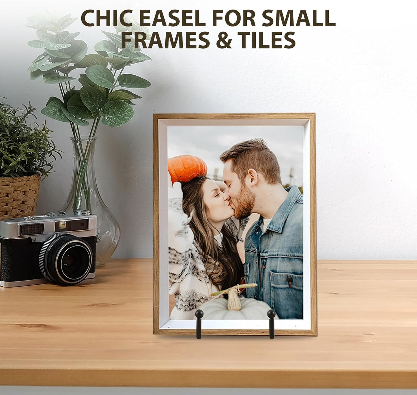 LIONWEI LIONWELI Plate Display Stand Easel Holders - 4.5" Tabletop Metal Stands for Decorative Plates, Photos & Picture Frames - Black, 4-Pack