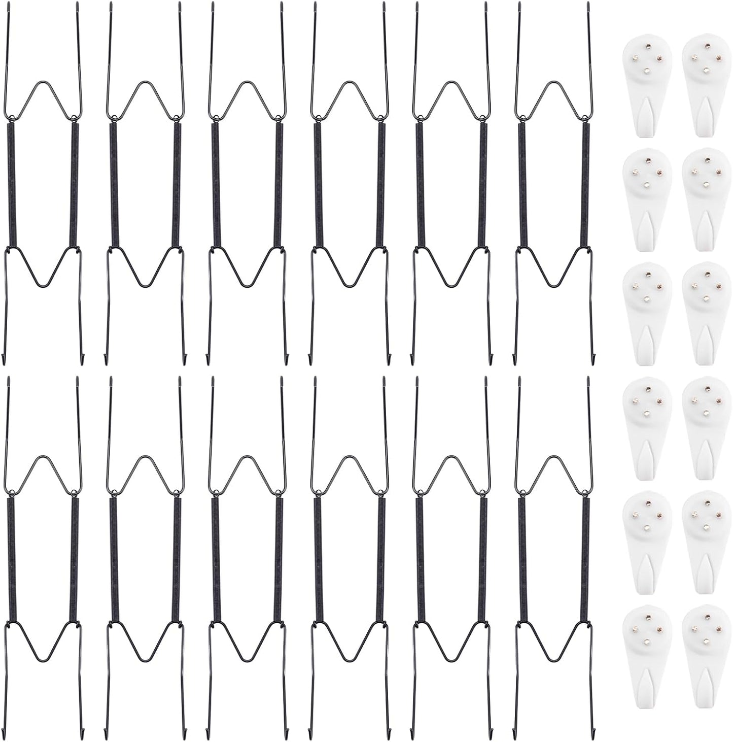 Bilillo 12 Pack Plate Hangers for The Wall, Suitable for 9''-11'' Decorative Plate,Invisible Heavy Duty Wire Plate Holder with Wall Hooks, Plate Hangers for Displaying Plates, Platter, Dish (Black)